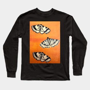 Orange Art With Gray Butterflies Long Sleeve T-Shirt